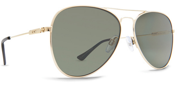 Dot Dash Aerogizmo sunglasses in gold gloss with retro grey lenses DSMJAER-GCN